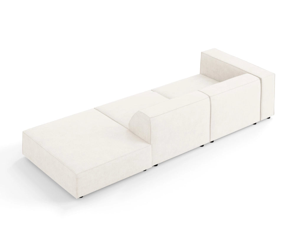 Cosmopolitan Design - Divano destro "Arendal" 4 posti in ciniglia con effetto a coste avorio 