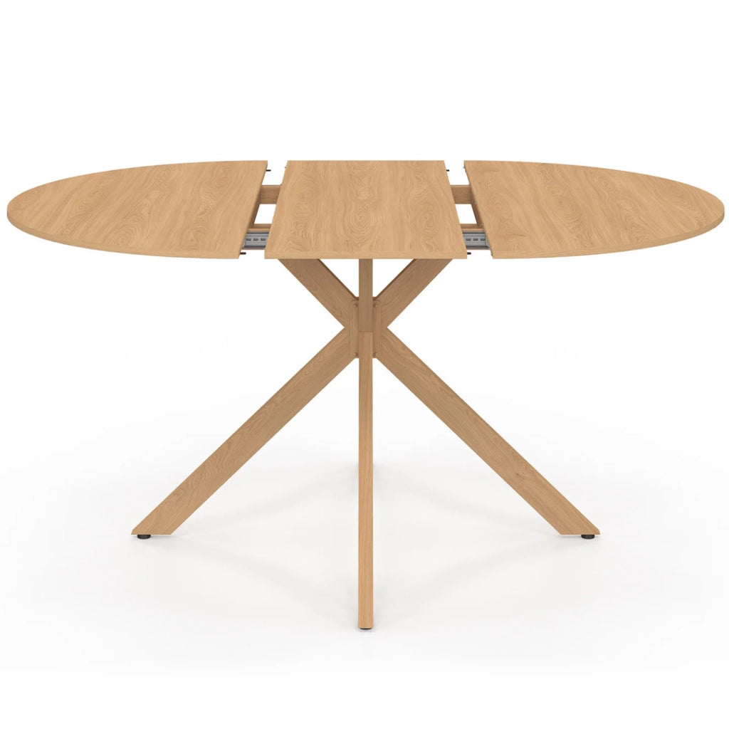 IDMarket - ALIX Tavolo da pranzo rotondo allungabile per 4-8 persone con gamba a ragno effetto faggio 110-150 cm