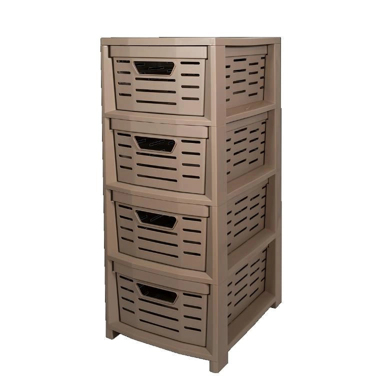 Cassettiera Multiuso in Plastica Uniko 4 Cassetti Tortora 36,5 × 28,5 × 67,5 cm