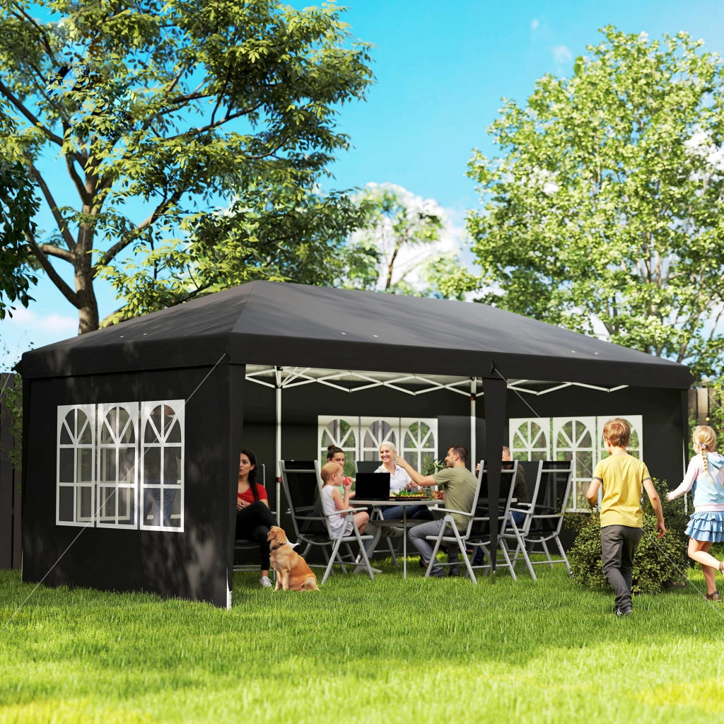Tendone da giardino pieghevole 3x6 m ¨C zephmum ¨C nero