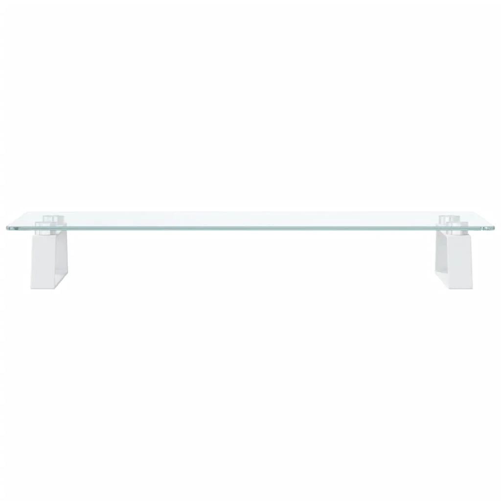 Supporto per monitor mobile da scrivania 60 x 20 x 8 cm vetro temperato e metallo bianco 02_0044896