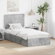 Letto con Contenitore con testiera Grigio cemento 75 x 190 cm