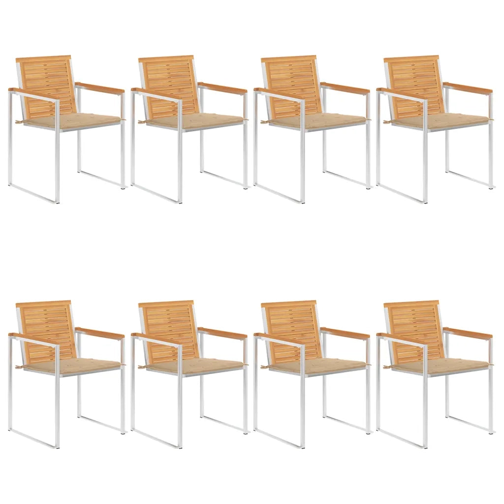 Sedie da Giardino con Cuscini 8 pz in Legno Massello di Teak cod mxl 24248