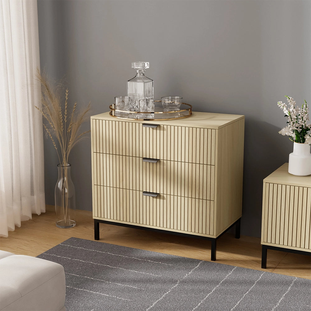 Vicco Cassettiera Rovere 72 x 69 cm con 3 cassetti