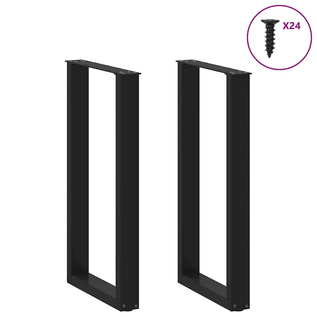 Set di 2 gambe regolabili per tavolo da bar a forma di U 50 x 90-91 cm design moderno acciaio nero 02_0057460