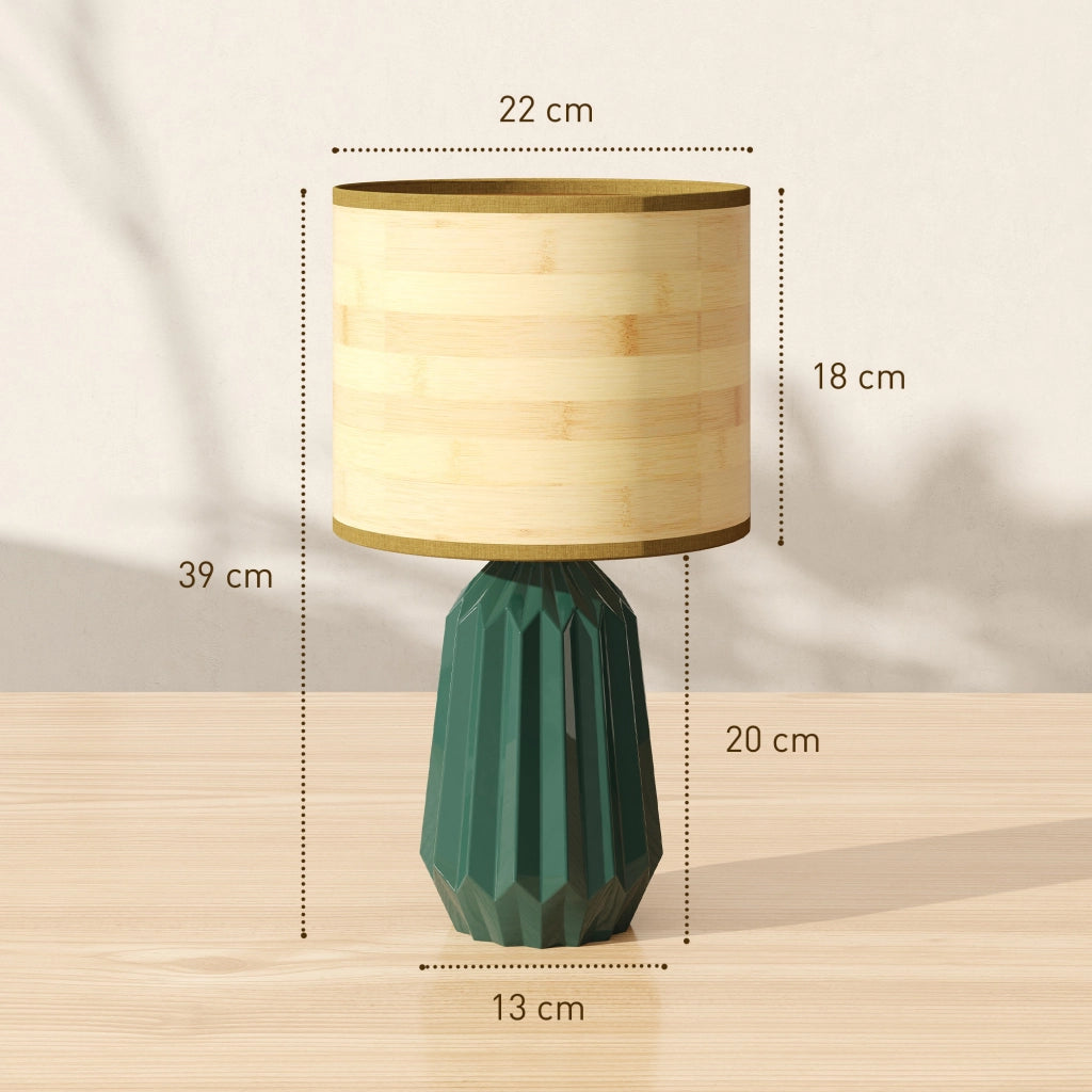 Lampada da Tavolo Retro ¨C zephmum ¨C Verde e Legno Naturale