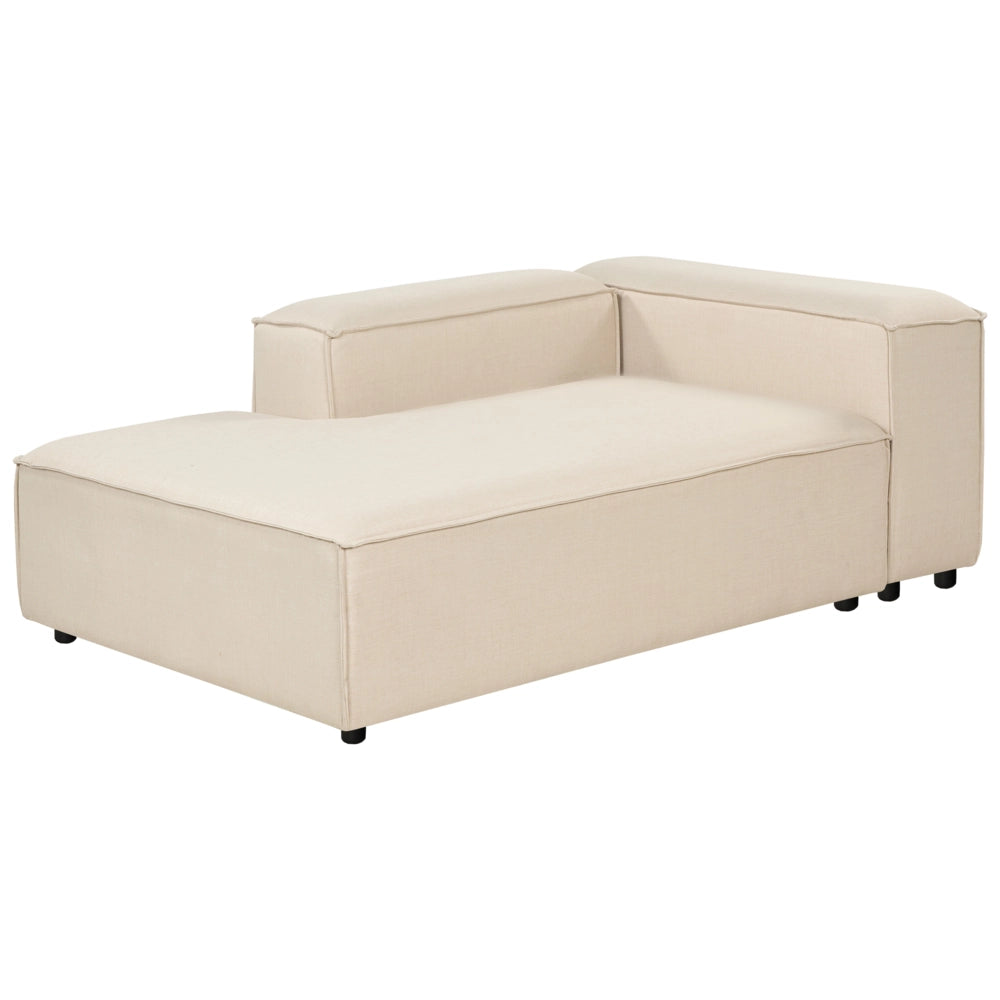 Divano modulare moderno angolare a 3 posti lato destro con ottomana in poliestere Beige Gambe nere Soggiorno moderno