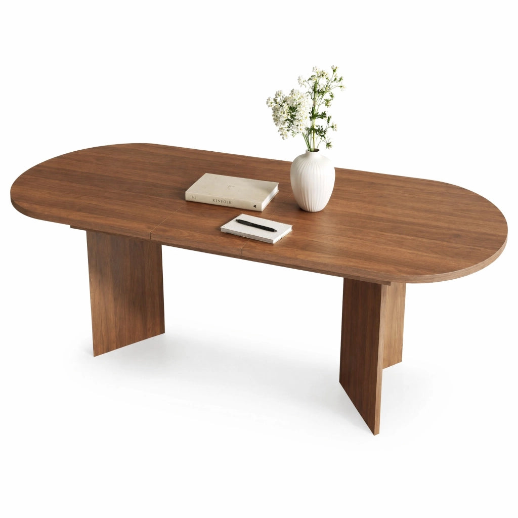 Tavolo da pranzo allungabile 160/200 x 90 cm in MDF, colore noce, per 4-8 persone