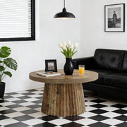 Tavolino da caffè rotondo 80 cm in MDF marrone