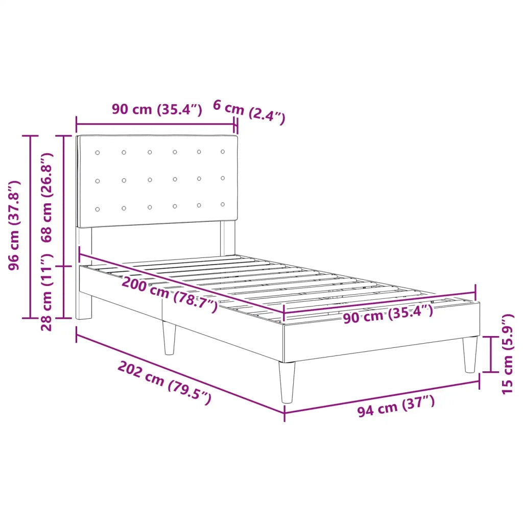 Struttura del letto con testiera Blu 90 x 200 cm Tessuto 42027772