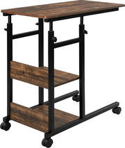 Tavolo salotto - Tavolo da notte - Piccolo tavolo da divano - Tavolo da caffè - Piccolo tavolo - Tavolo per laptop - Colore marrone - Colore nero - Ruote - Finestra in legno