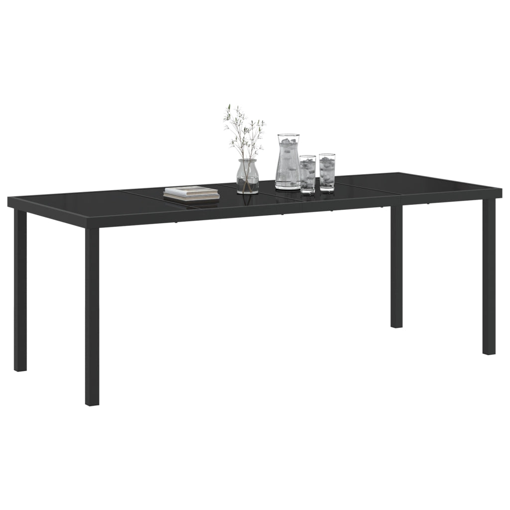 Tavolo da Giardino  Nero 200x80x73 cm in Vetro Temperato