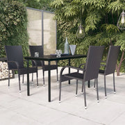 Set Mobili da Pranzo per Giardino 5 pz Nero cod mxl 41525