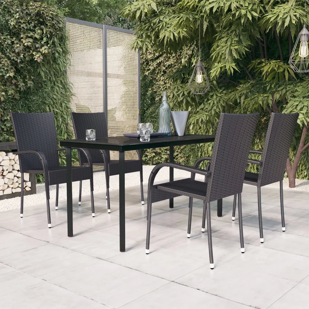 Set Mobili da Pranzo per Giardino 5 pz Nero cod mxl 41525