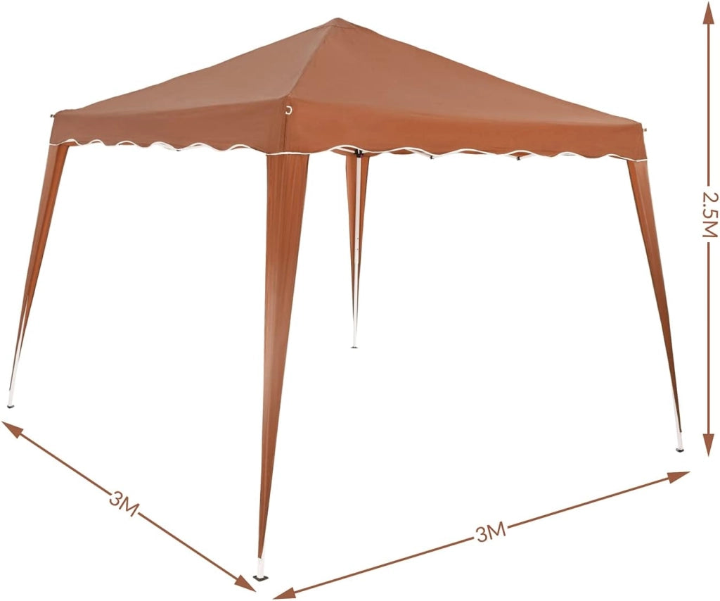 ® Gazebo da Giardino Capri 3x3m Pop-Up Protezione 50+ Impermiabile Tenda a Fisarmonica Marrone Chiaro