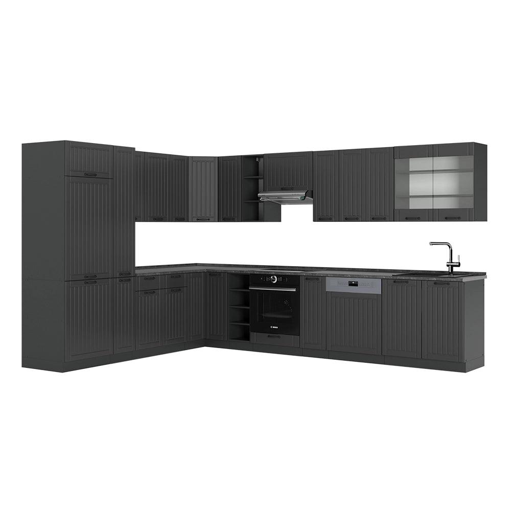 Cucina angolare completa Fame-Line Grigio scuro/Antracite 347 x 60 cm, PL Antracite Vicco
