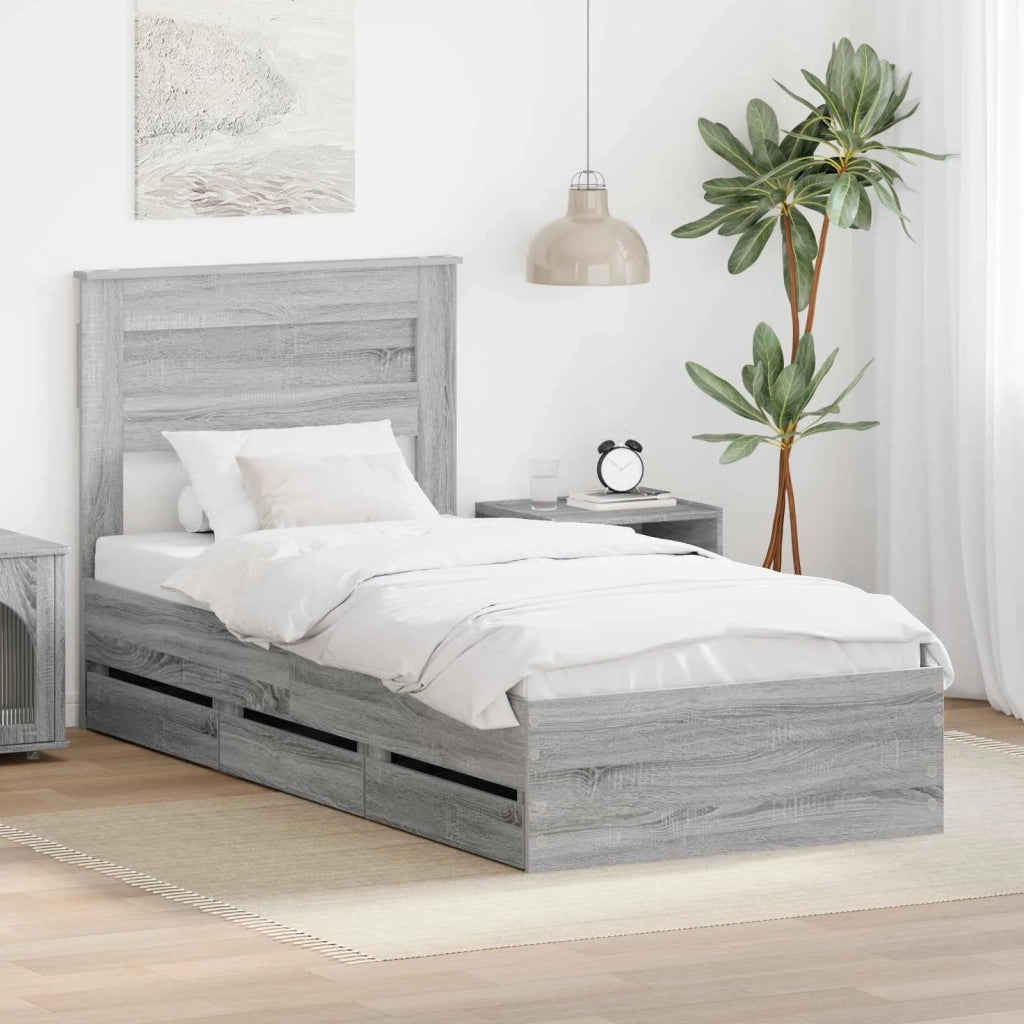 Struttura del letto con cassetto Grigio Sonoma 75 x 190 cm