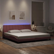 Giroletto con LED senza Materasso Hanko Rosa 200x200 cm in Velluto