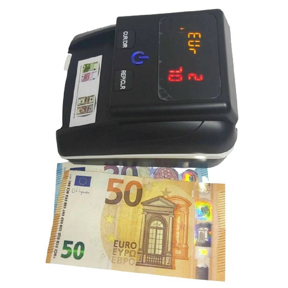 Trade Shop - Rilevatore Conta Banconote False Verifica Soldi Falsi Nero Con Batteria Al Litio -