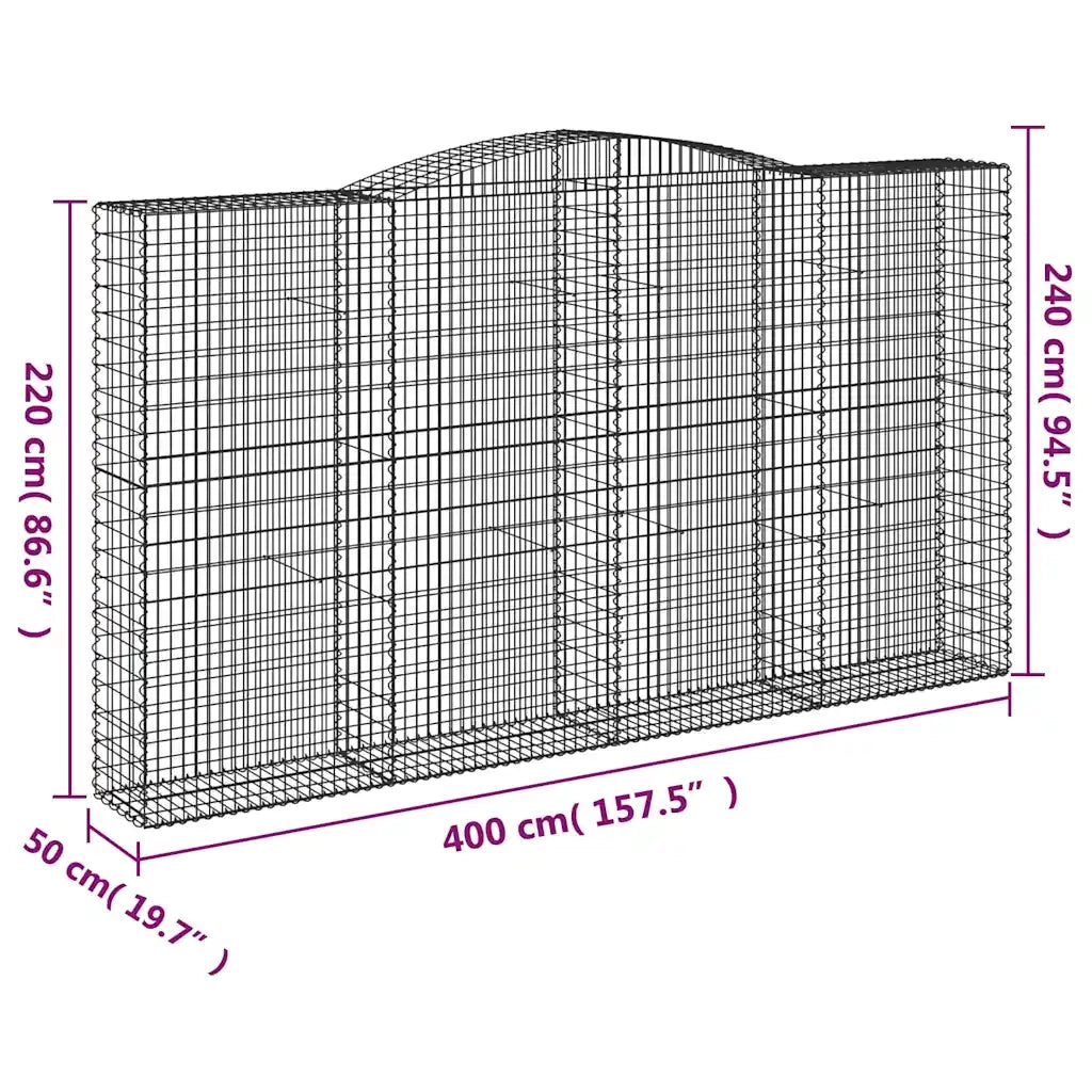 Cesti Gabbioni ad Arco 5 pz 400x50x220/240 cm Ferro Zincato 3147077
