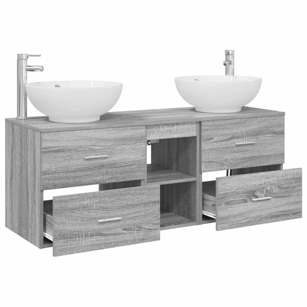 Set di mobili per il bagno 3 pz Sonoma grigio 3405904
