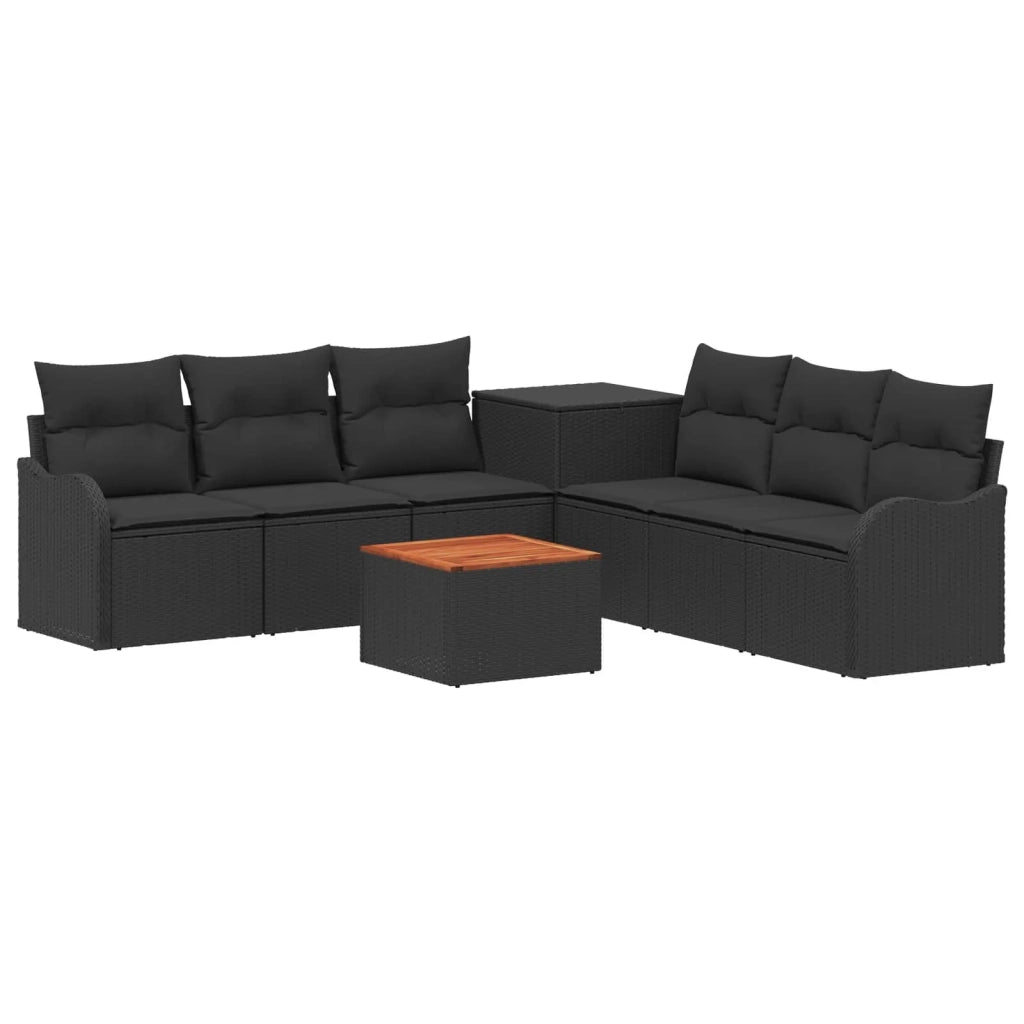 Set di divani 8 pz Nero Rattan sintetico e Acciaio 3448050