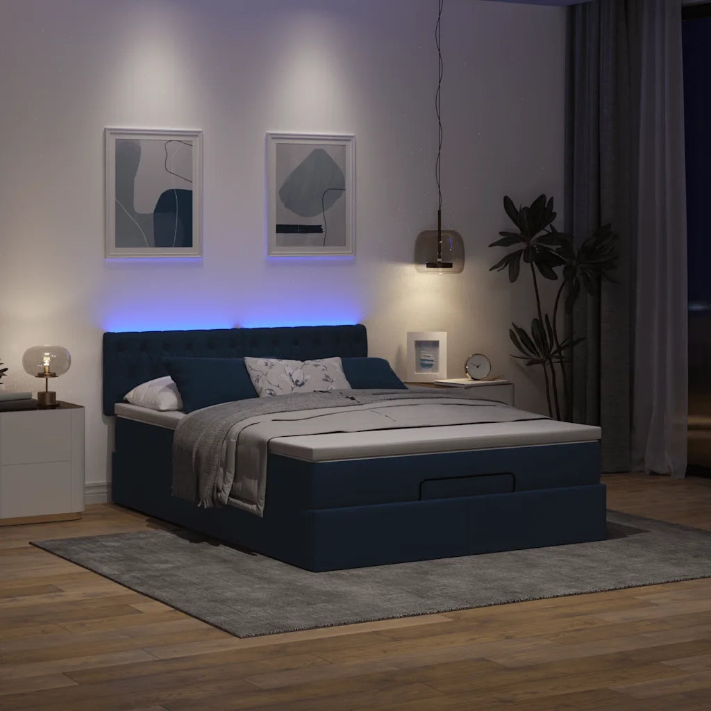 Pouf Letto con Materasso e LED Blu 140x190 cm 3312394