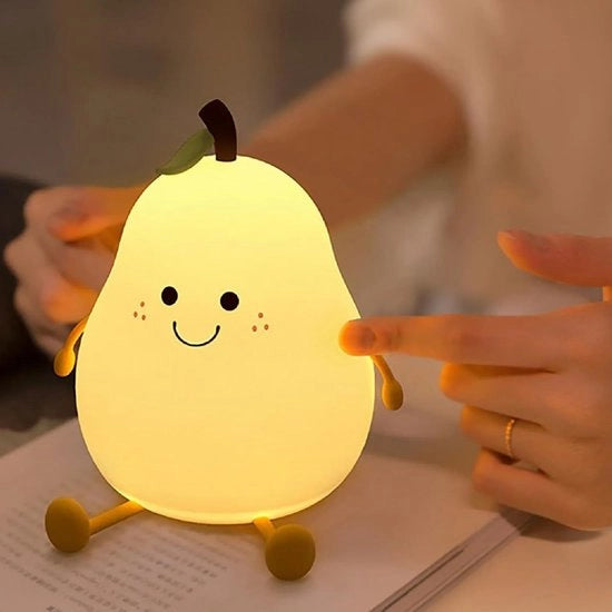 Lampada notturna LED a forma di pallina in silicone - 7 colori regolabile con tocco - Funzione di programmazione - Ricarica via USB - Lampada da tavolo per bambini a forma di frutto in silicone.