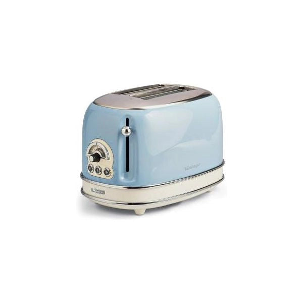 Ariete 155 tostapane vintage 2 fette di pane - con pinze - 6 livelli di tostatura - 810 watt- acciaio inox - linea vintage - celeste - ARI155CE