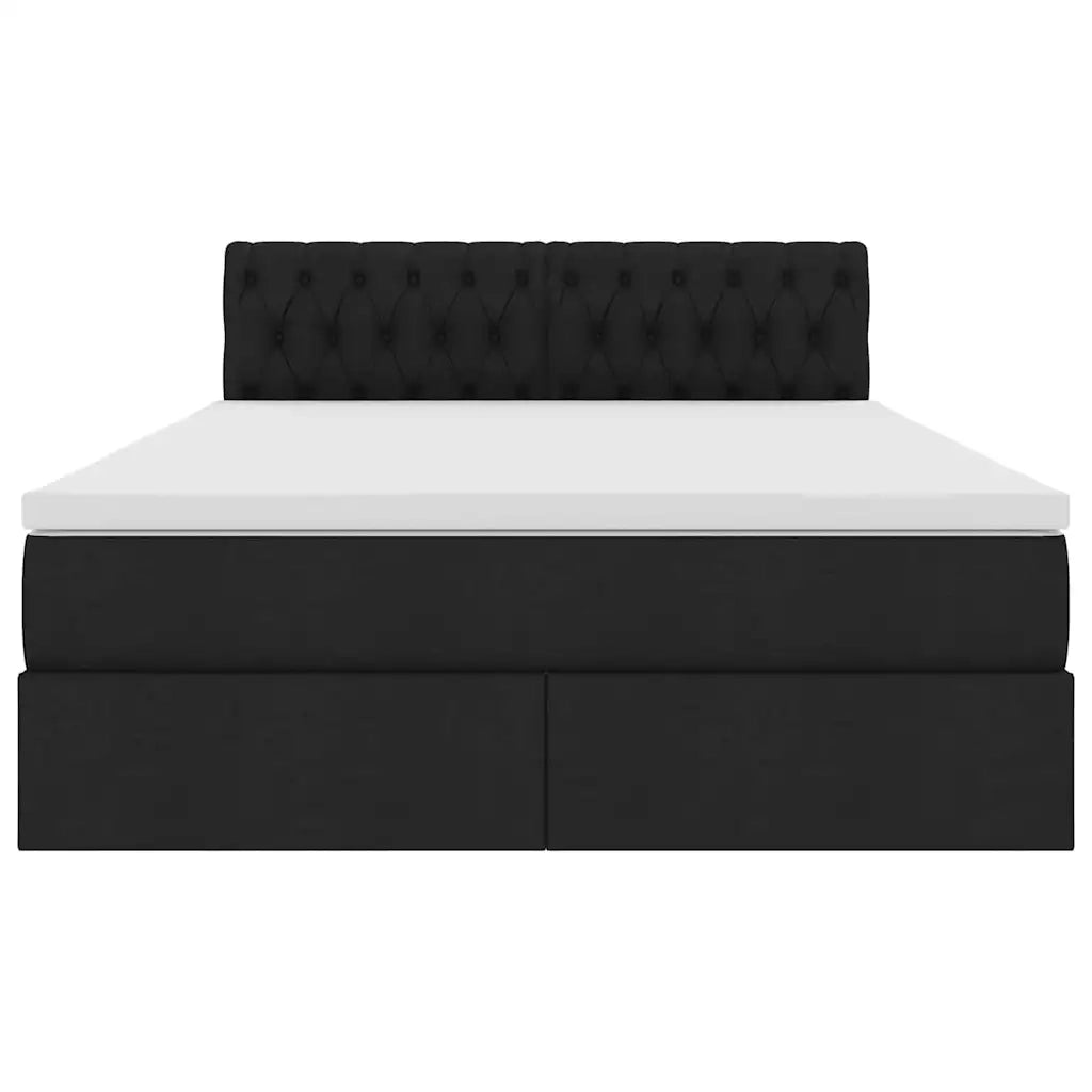 Letto con contenitore LED e materasso Nero 140 x 200 cm Tessuto