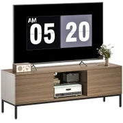 Mobile TV con Scomparto Foro Cavi e Ripiano Regolabile per Televisore da 60 Pollici 140x40x49,5 cm Grigio