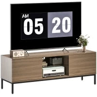 Mobile TV con Scomparto Foro Cavi e Ripiano Regolabile per Televisore da 60 Pollici 140x40x49,5 cm Grigio