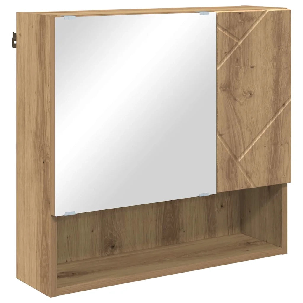 Mobiletto per specchio-Mensola con Specchio Rovere artigianale 59 x 17 x 55 cm