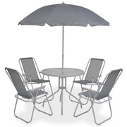 Set da Pranzo da Giardino 6 pz in Acciaio e Textilene Grigio cod mxl 34943
