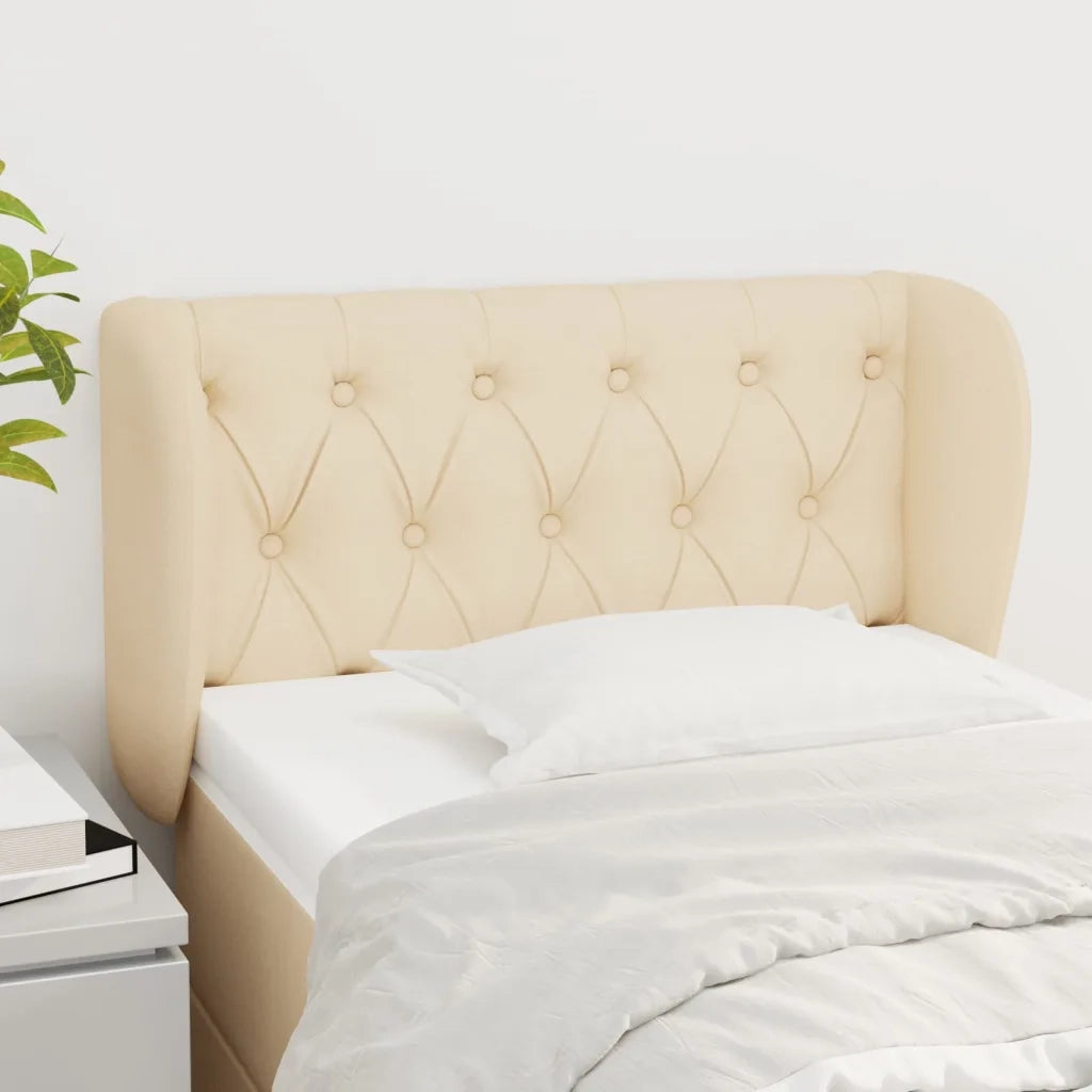 Testiera ad Orecchio Crema 83 x 23 x 78/88 cm in Tessuto 3117459
