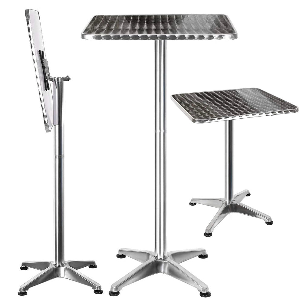 Tavolino Bar Bistrot Alto Pieghevole Alluminio Quadrato 60x60x110cm Tavolo Pub