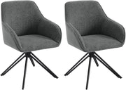 Sedie Sala da Pranzo 2 Pezzi, Sedie Cucina, Sedia Ufficio, Sedie da Pranzo Girevole Moderne con Gambe in Metallo, Seduta in Tessuto Bouclé e Velluto a Coste, Grigio Scuro, EZS11dgr-2