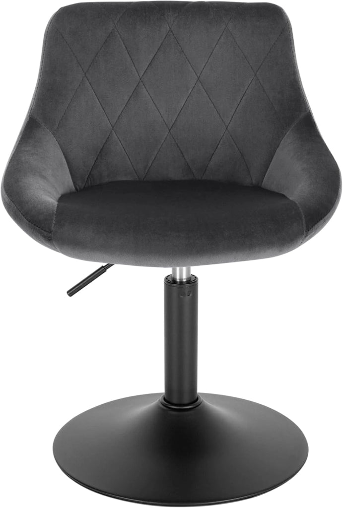 Casa Sedia Alta per Cucina con Schienale in Velluto, senza Poggiapiedi, l'altezza può essere regolata tra 42-58 cm, Grigio Scuro, BH242dgr-1