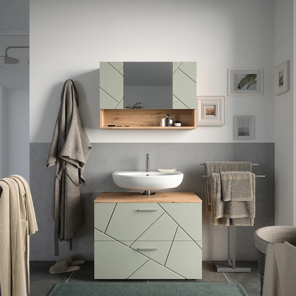 Vicco Set di mobili da bagno Verde salvia 2 parti