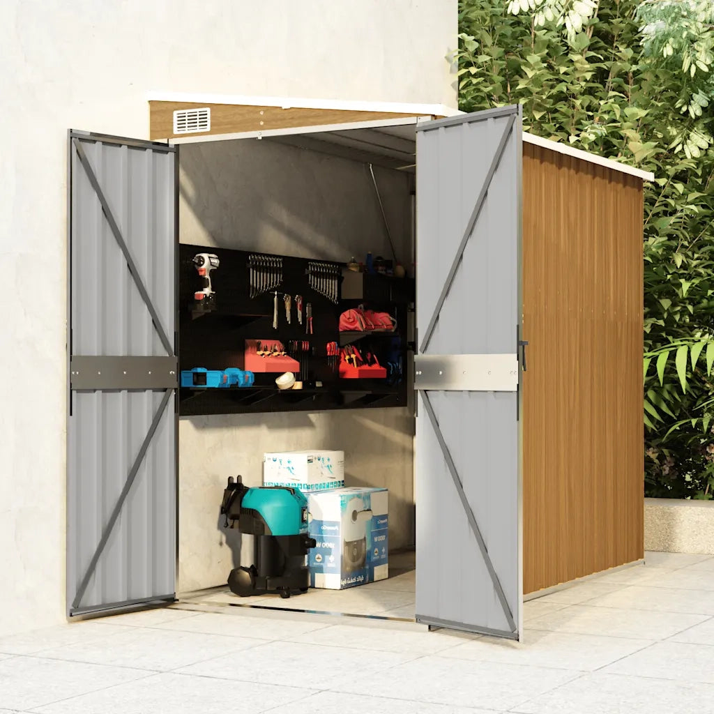 Capanno Giardino a Parete Marrone 118x194x178cm Acciaio Zincato CFW5394022