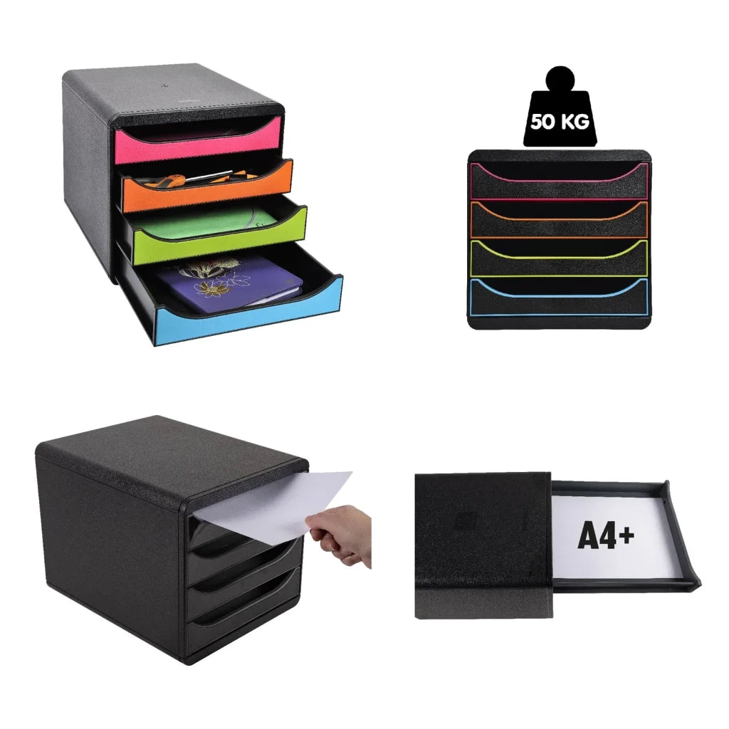 Exacompta Set Cassetti da Scrivania Big-Box "Harlequin" con 4 Cassetti 444583