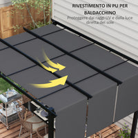 Gazebo Pergola 3x3.5 m con 3 Tettucci Regolabili in Acciaio e Poliestere Anti UV Grigio