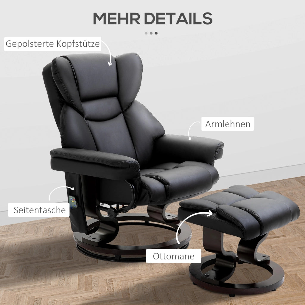 Poltrona Massaggiante Relax con Poggiapiedi ¨C Zephmum ¨C Similpele Grigio 79x82x101 cm