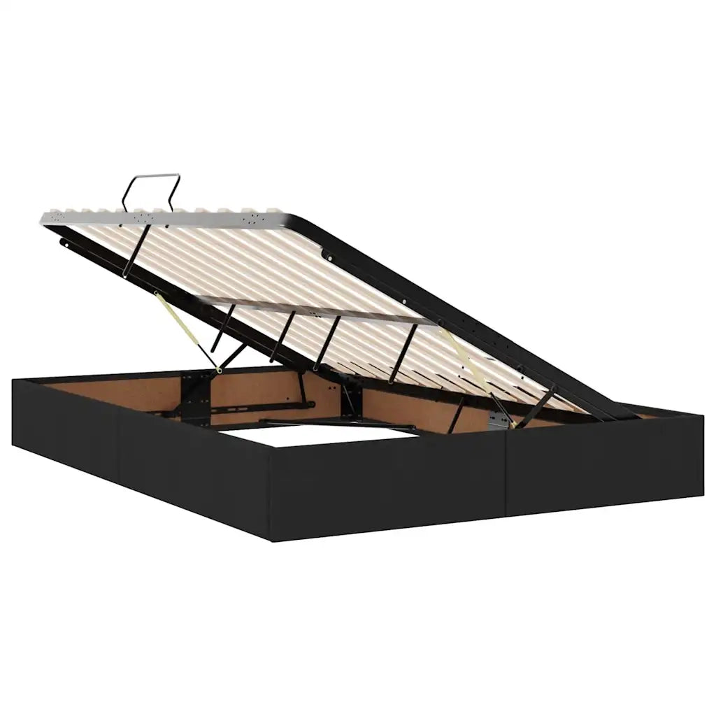 Letto con contenitore e materasso Nero 140 x 190 cm Poliestere