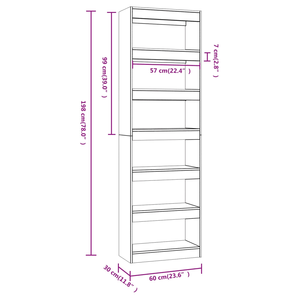 Libreria/Divisorio Grigio Cemento 60x30x198 cm 811686