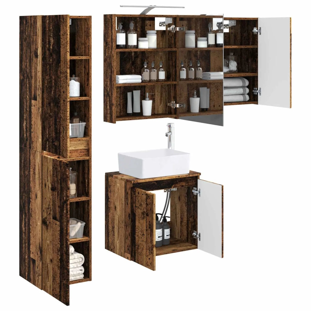 Set di Armadi da Bagno 5 pcs Legno antico 50 x 14,5 x 70 cm 3407317