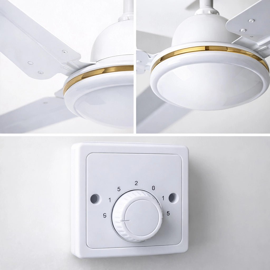 VENTILATORE DA SOFFITTO INDUSTRIALE 3 PALE Ø 120CM 65W COMANDO A MURO CASA