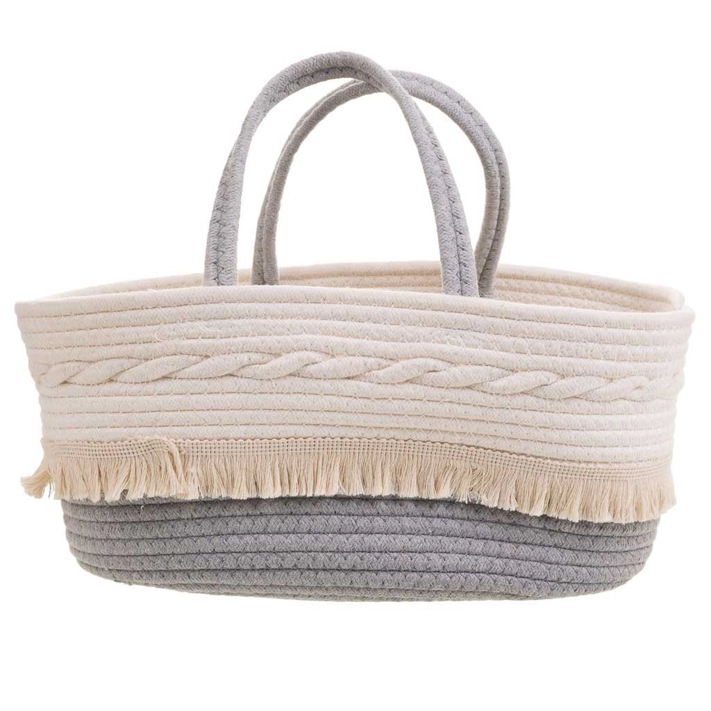 Cesto in corda intrecciata bianca 40x30x18h