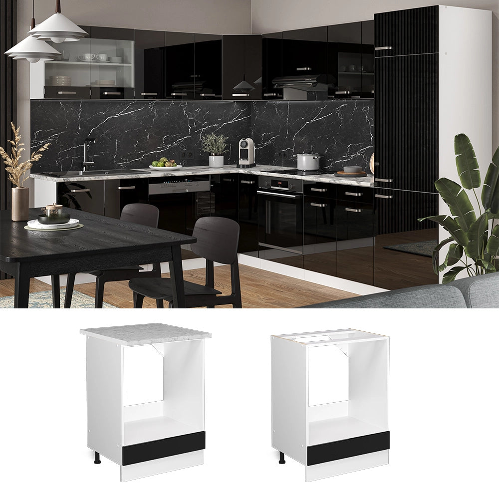 Vicco Mobile per forno da incasso Nero lucido 60 cm , PL Rovere