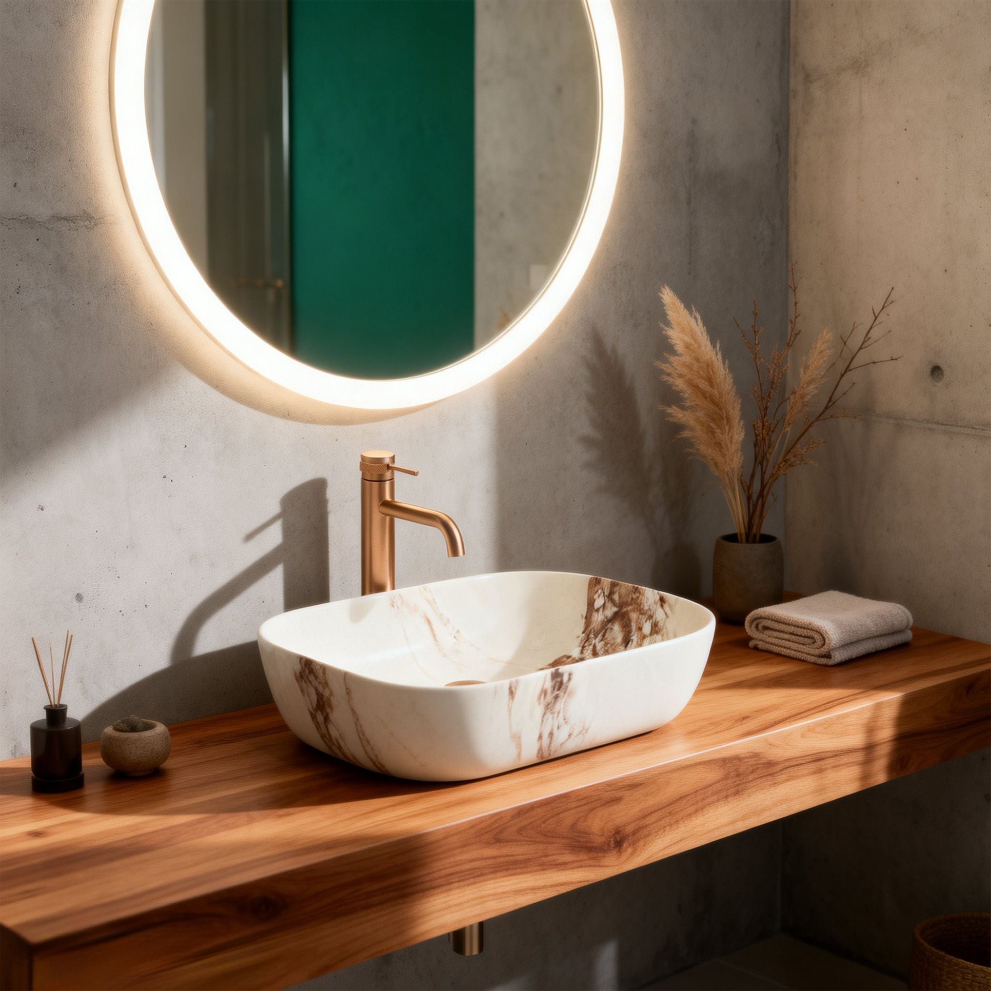 Lavabo Da Appoggio Rea Belinda Marrone Matt